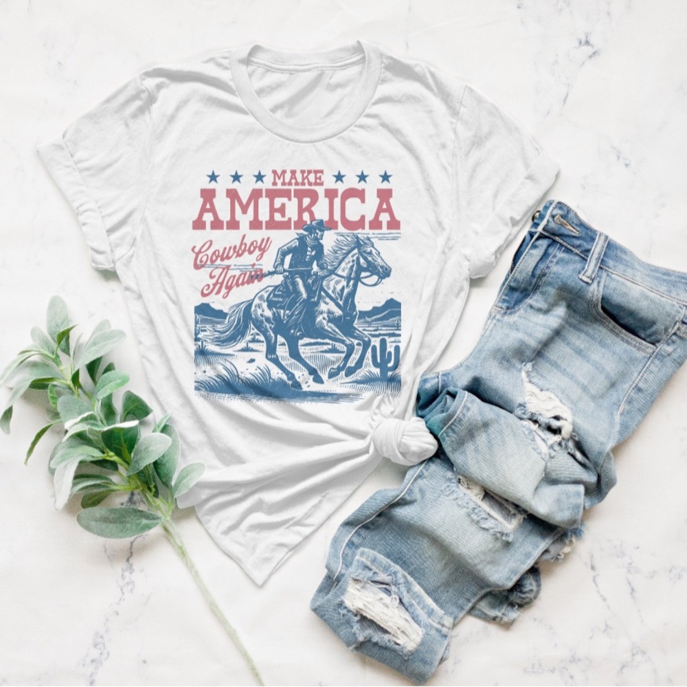 Make America Cowboy Again Shirt, 4th of July Shirt, Western Shirt, Rodeo Shirt